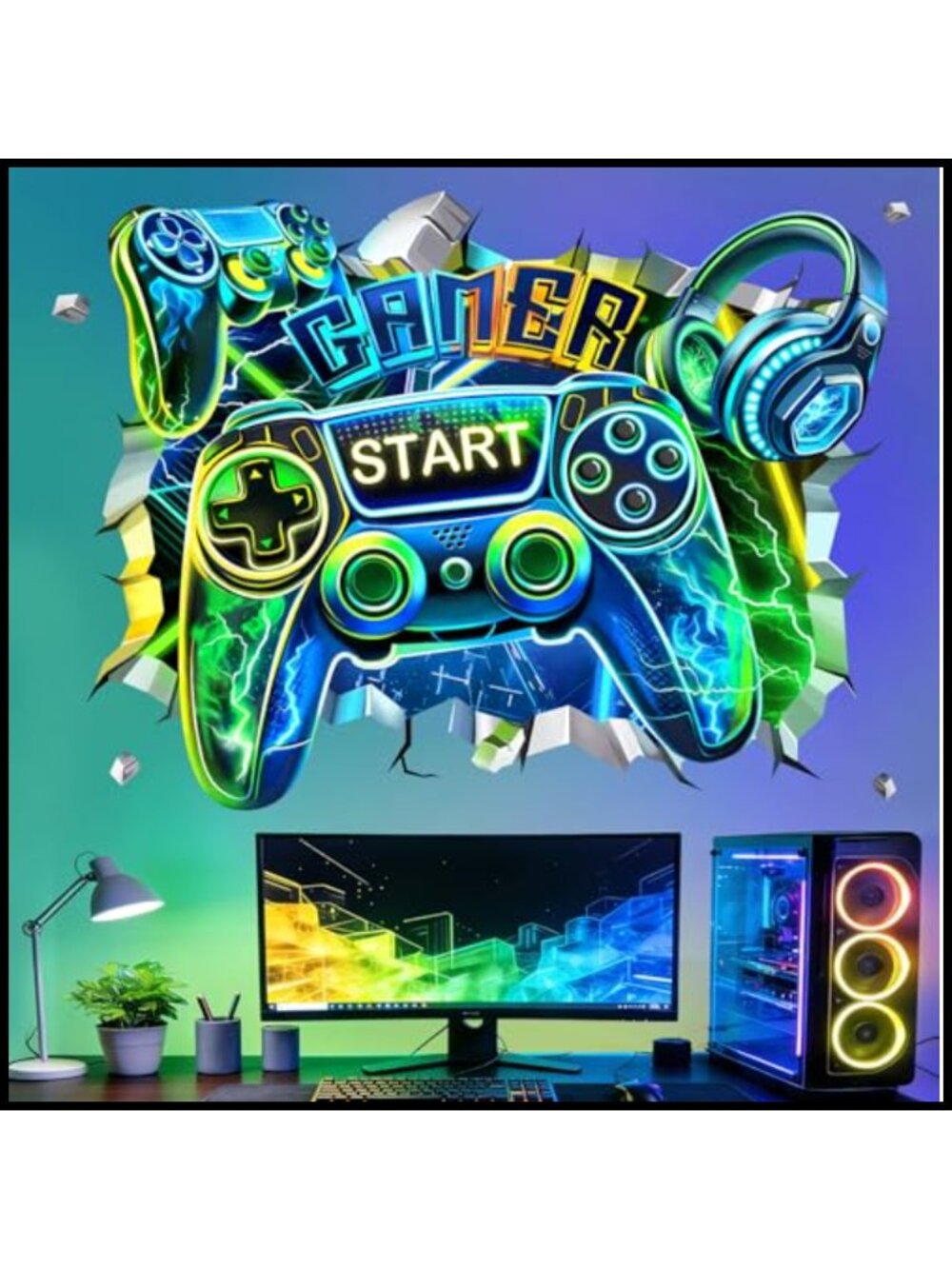 3D Game Gamer Controller Wall Decals Stickers Boys Room Decor